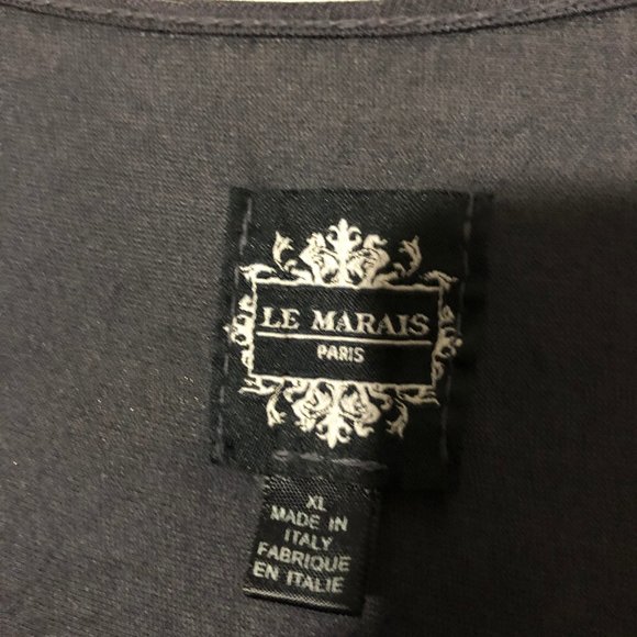 Le Marais Paris XL Navy Blue Sheer Overlay Top - Picture 3 of 6